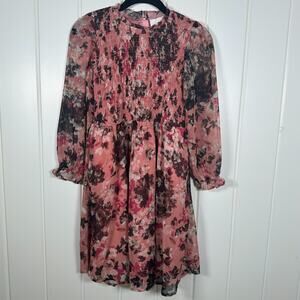 Rachel Parcell Dress Youth Size 10 Pink Cherry Blossom Long Sleeve Smocking NWT!